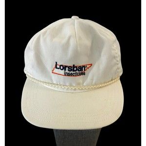 Vintage Atlantic Impressions White 'Lorsban Insecticides' Embroidered Banded Hat